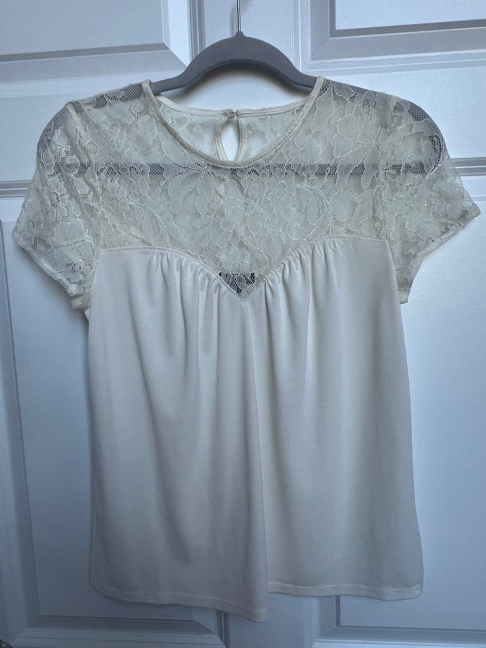 Express Ivory Lace Sweetheart Neck Top